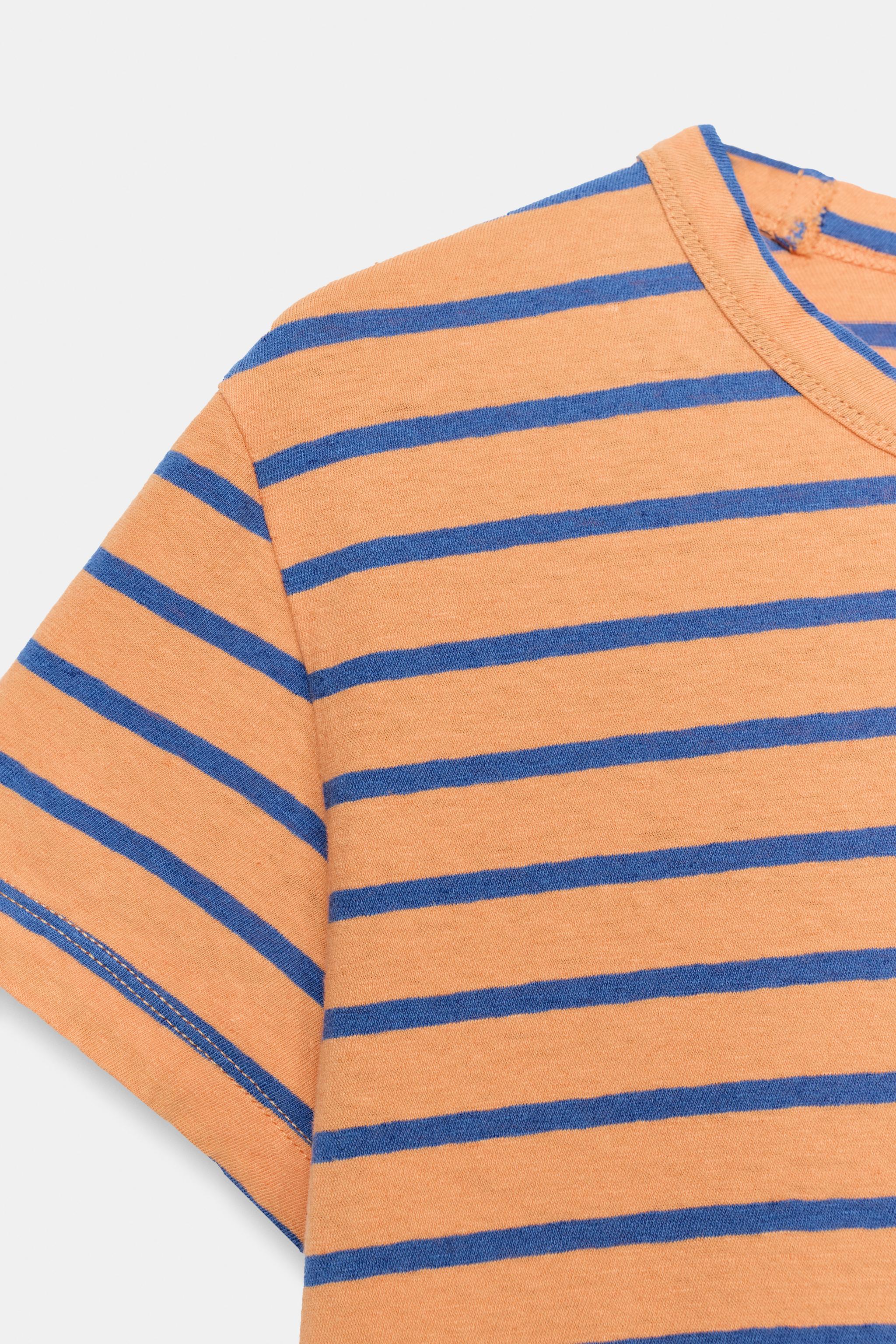 COTTON AND LINEN STRIPED T-SHIRT